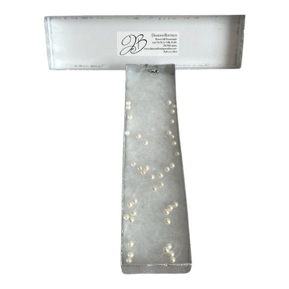 Diamond Boutique Multi Strand Floating Pearl Illusion Necklace 17" NIB - Picture 2 of 4